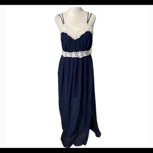 Altar’d State Maxi Dress Navy Blue Lace